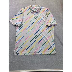 Chubbies Mens Large Polo Shirt Multi Color Diagonal Stripe Bamboo Blend Golf Tee